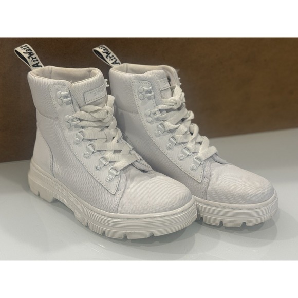 Doc Dr. Martens Combs W Women's Poly White Casual Combat Boots Size 7 AW004 - Picture 2 of 15